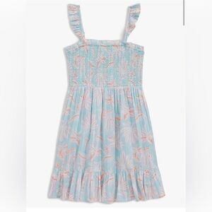 Vineyard Vines Light Blue Dress with Coral Palm Print